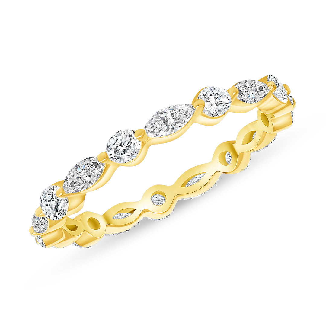 Petite 1.10 Ct. Tw. Brilliant Round & Marquise Cut Diamond Eternity Band