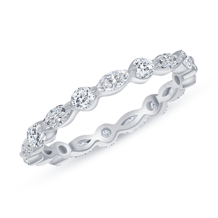 Petite 1.10 Ct. Tw. Brilliant Round & Marquise Cut Diamond Eternity Band