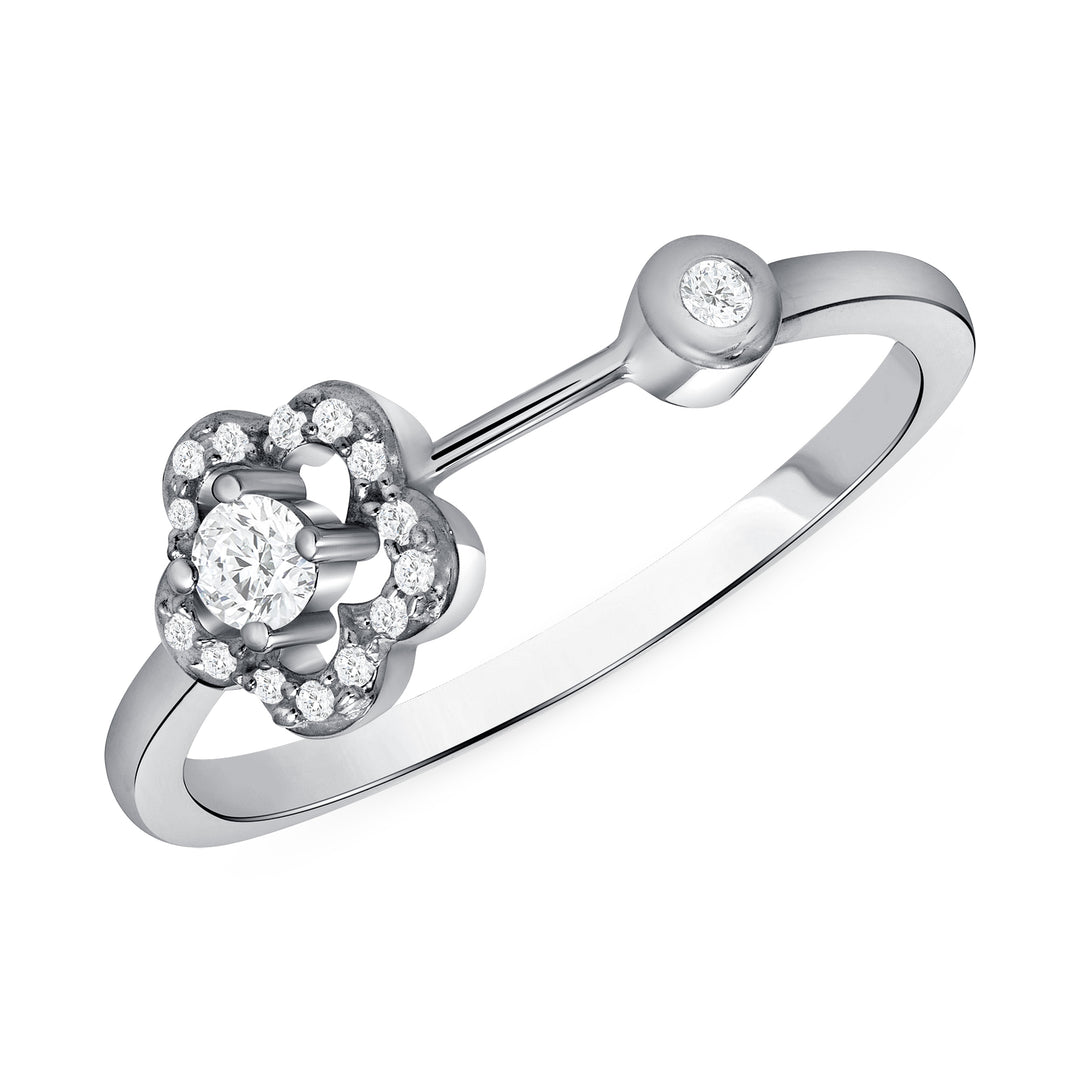 Flower Inspired 0.22 Carat Round Cut Natural Diamond Open Ring