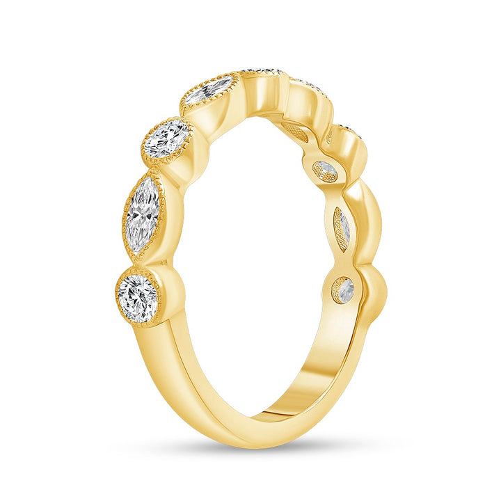 0.50 Ct. Tw. Marquise and Round Cut Diamond Milgrain Stackable Ring