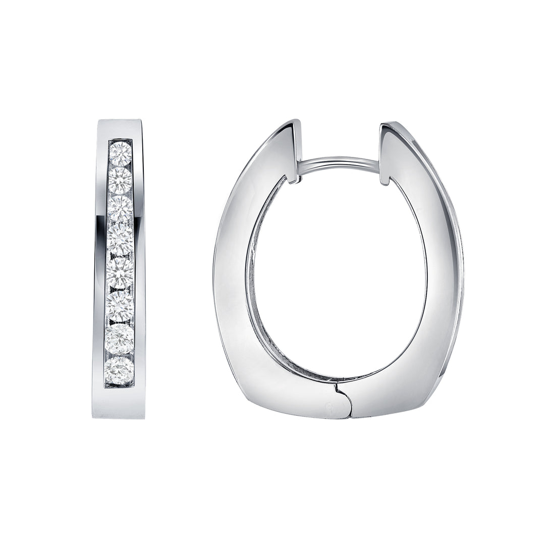 .54 Carat Channel Round Cut Hoop Earrings