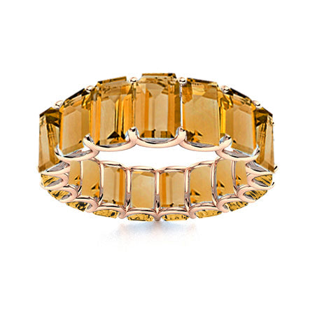 9.20 Carat Natural Citrine Emerald Cut Eternity Band 6x4MM