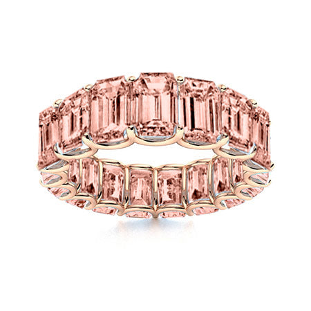 9.20 Ct. Tw. Emerald Cut Natural Morganite Eternity Band 6x4MM