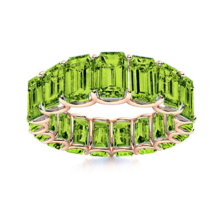 9.20 Ct. Tw. Emerald Cut Natural Peridot Eternity Band 6x4MM