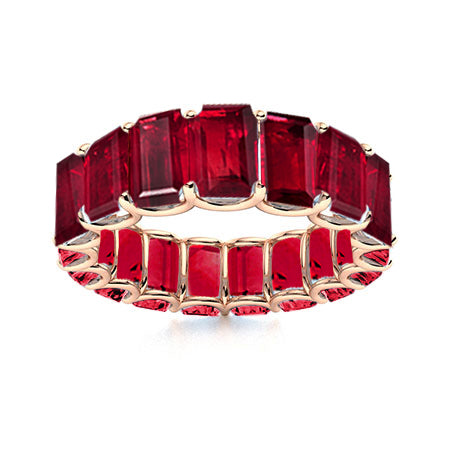 9.20 Carat Emerald Cut Natural Ruby Eternity Band 6x4MM