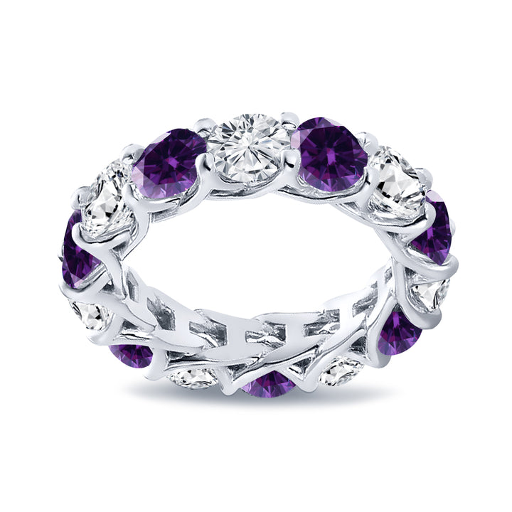 4.50 Carat Diamond & Natural Amethyst Eternity Band