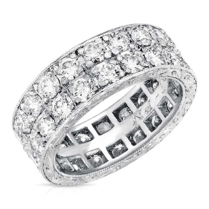 3.24 Carat Brilliant Round Cut Diamond Double Row Eternity Band