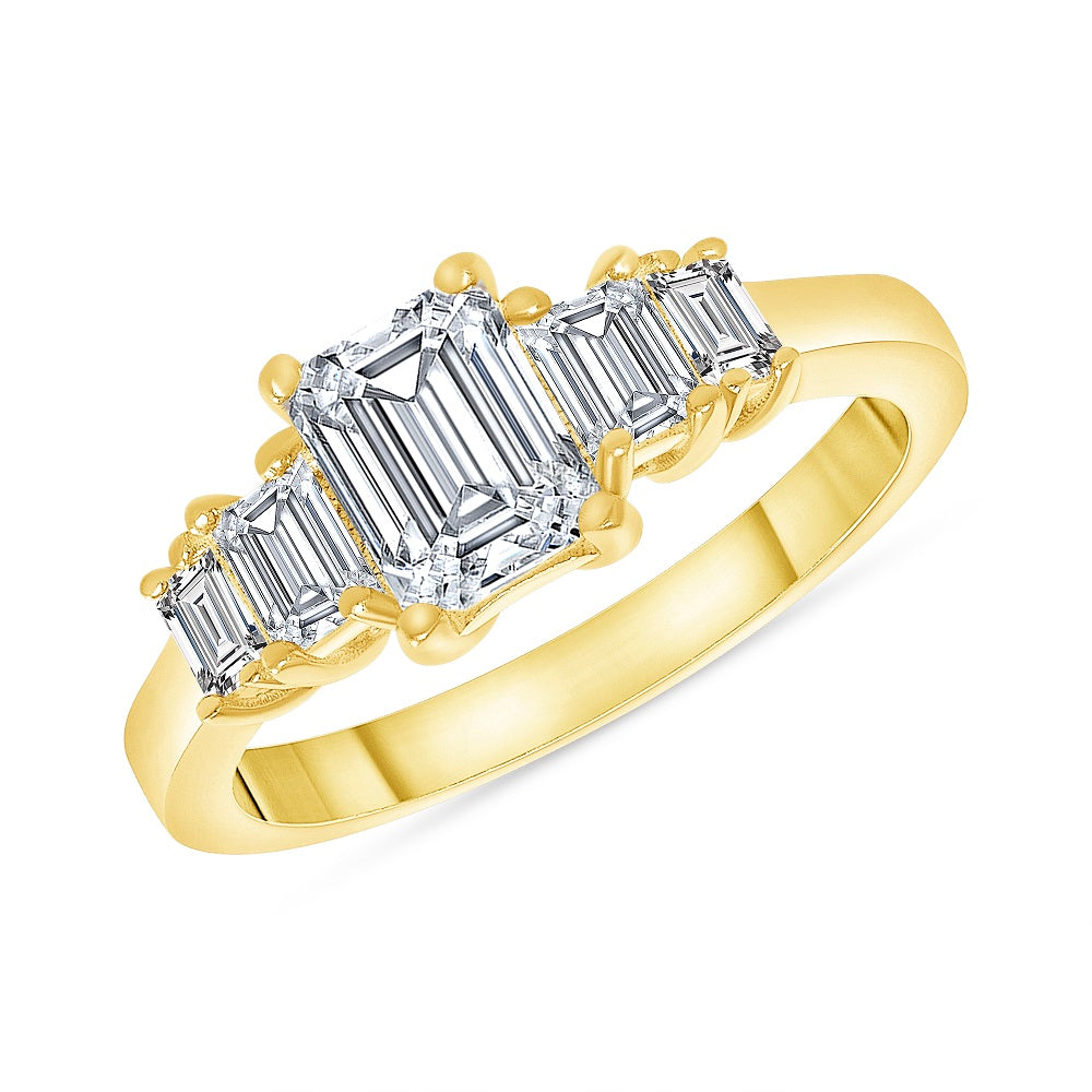 Five Stone 1.10 Ct. Tw. Emerald Cut Diamond Engagement Ring ( 0.50 Ct ...