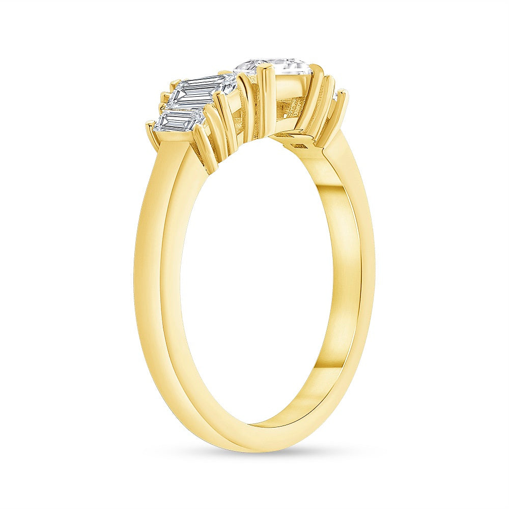 Five Stone 1.10 Ct. Tw. Emerald Cut Diamond Engagement Ring ( 0.50 Ct. Tw. Center Diamond)