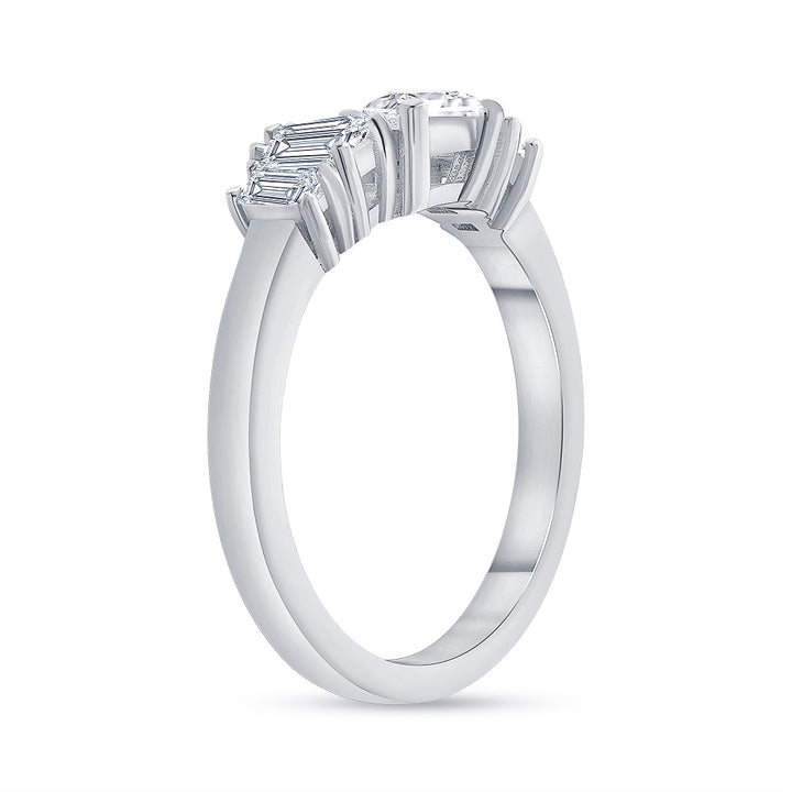 Five Stone 1.10 Ct. Tw. Emerald Cut Diamond Engagement Ring ( 0.50 Ct. Tw. Center Diamond)