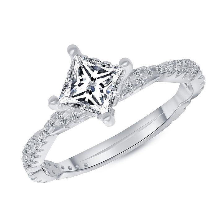 1.00 Ct. Tw. Princess Cut Diamond Twist Design Engagement Ring