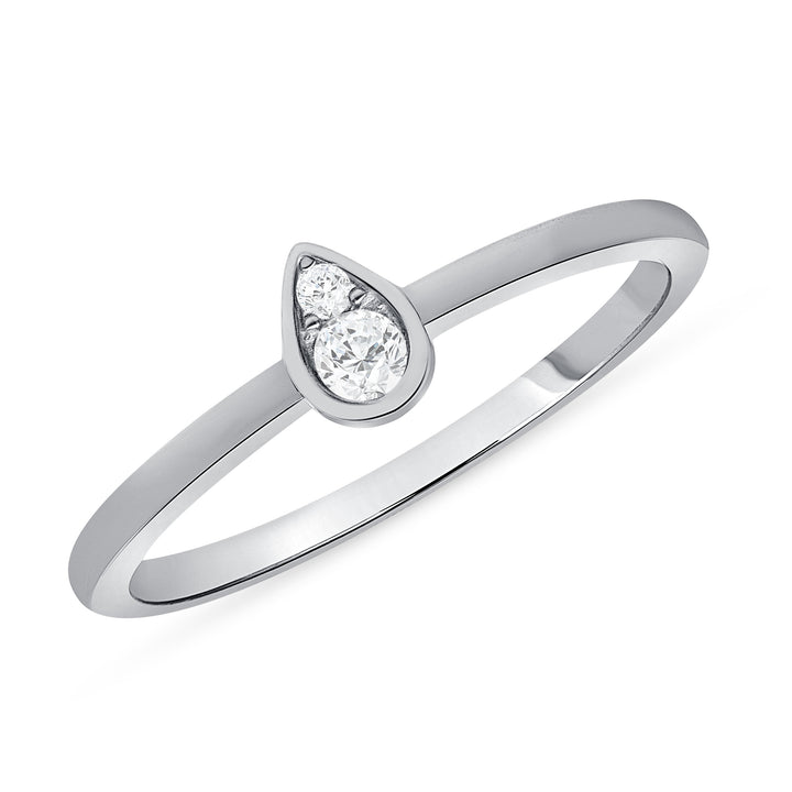 Tear Drop 0.16 Carat Round Cut Diamond Ring