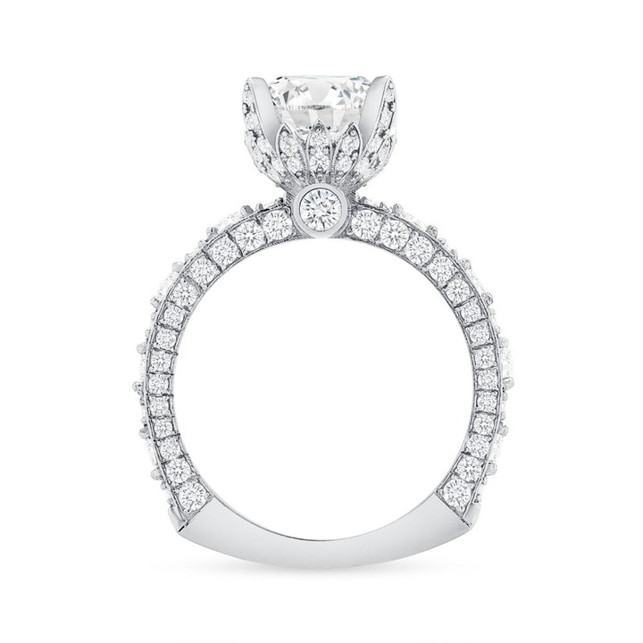 2.00 Ct. Tw. Oval with Rose Cut Side Stone Diamond Engagement Ring