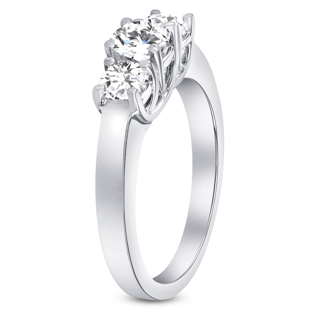 0.80 Carat Three-Stone Round Cut Diamond 4-Prong Setting