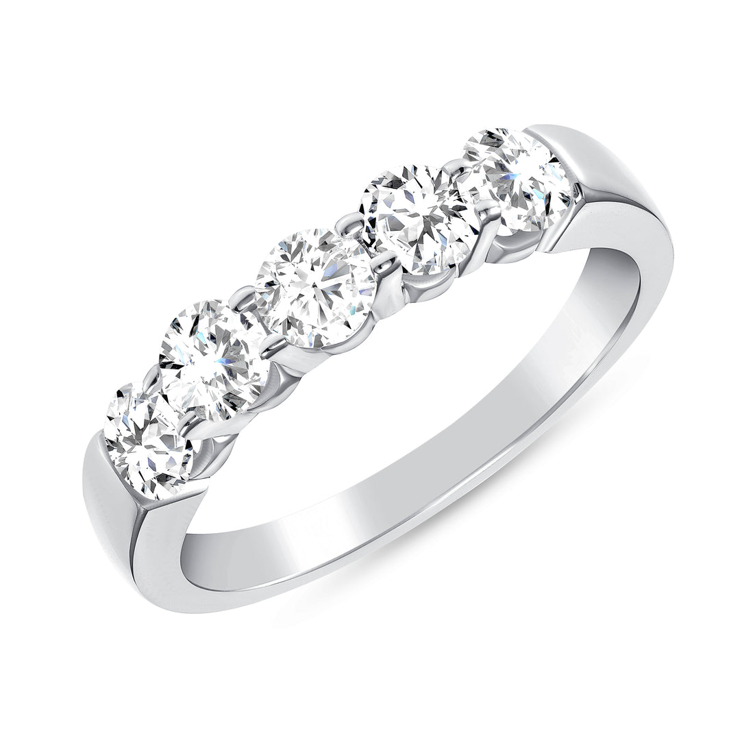 5 Stone 1.25 Carat Round Cut Diamond Band