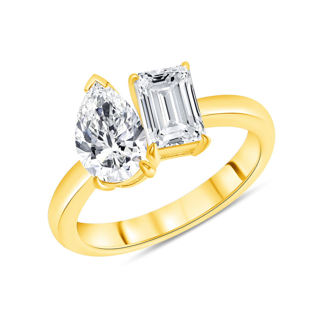 Two Stone Pear Shape and Emerald Cut Diamond Engagement Ring 1.50 Ct. Tw.