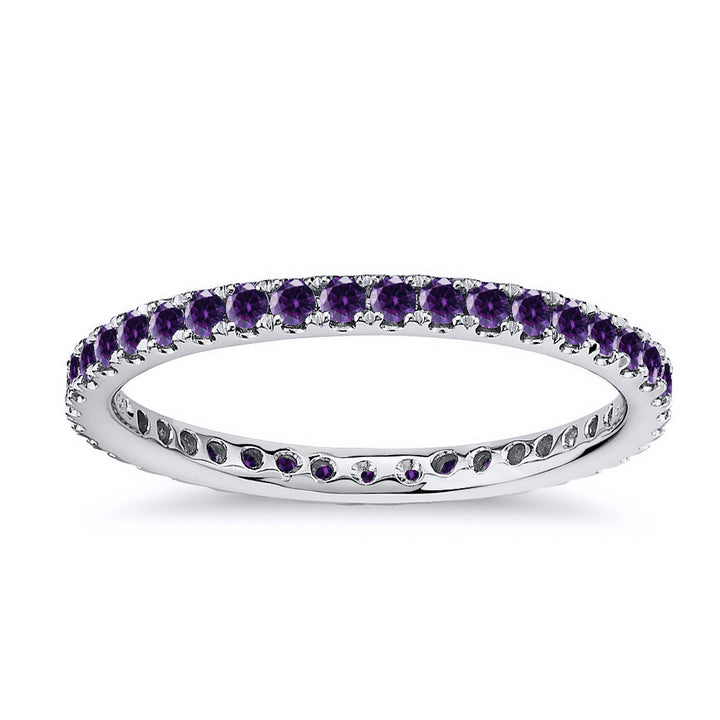 0.75 Carat Natural Amethyst Eternity Wedding Ring