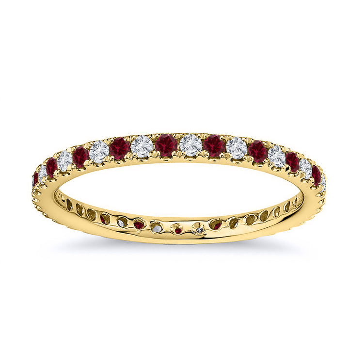 0.75 Carat Diamond & Natural Ruby Wedding Ring