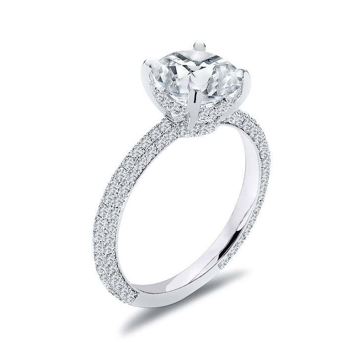 1.70 Ct. Tw. Brilliant Round Cut Diamond with Three Row Hidden Halo Engagement Ring