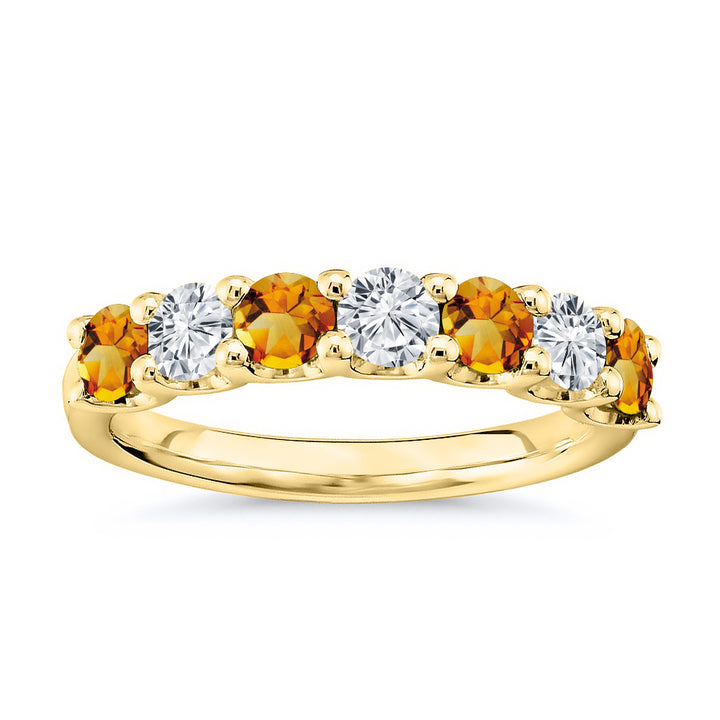 7 Stone 1.75 Ct. Tw. Round Cut Diamond & Natural Citrine Band