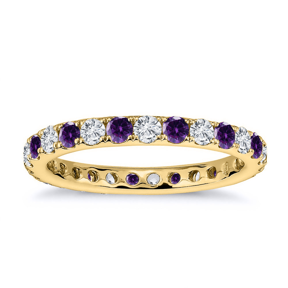 2.20 Carat Diamond & Natural Amethyst Eternity Band