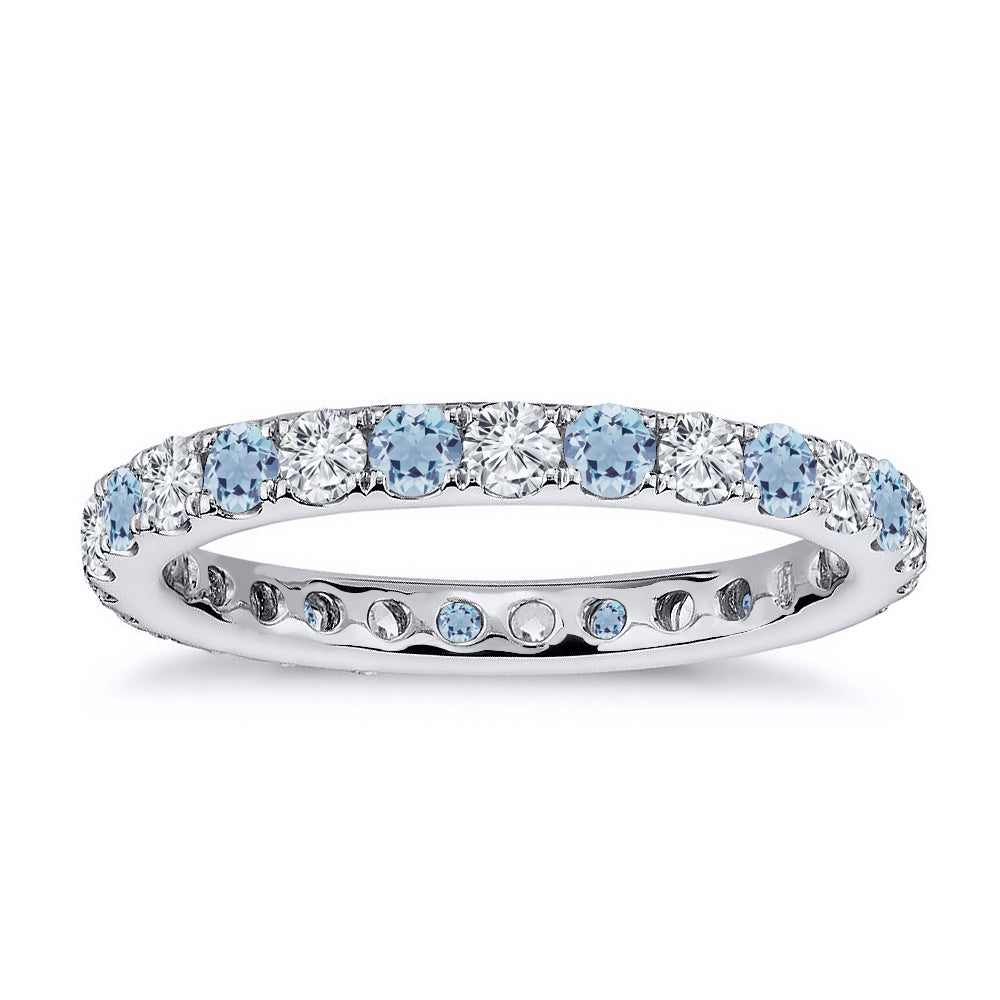 2.20 Carat Diamond & Natural Aquamarine Eternity Band 3mm