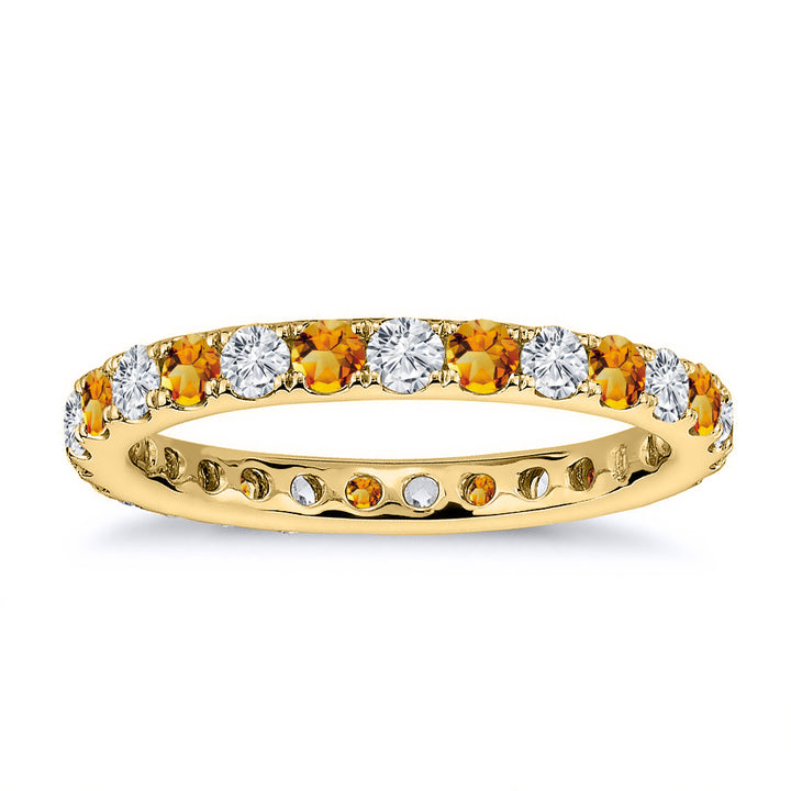 2.20 Carat Diamond & Natural Citrine Wedding Eternity Band