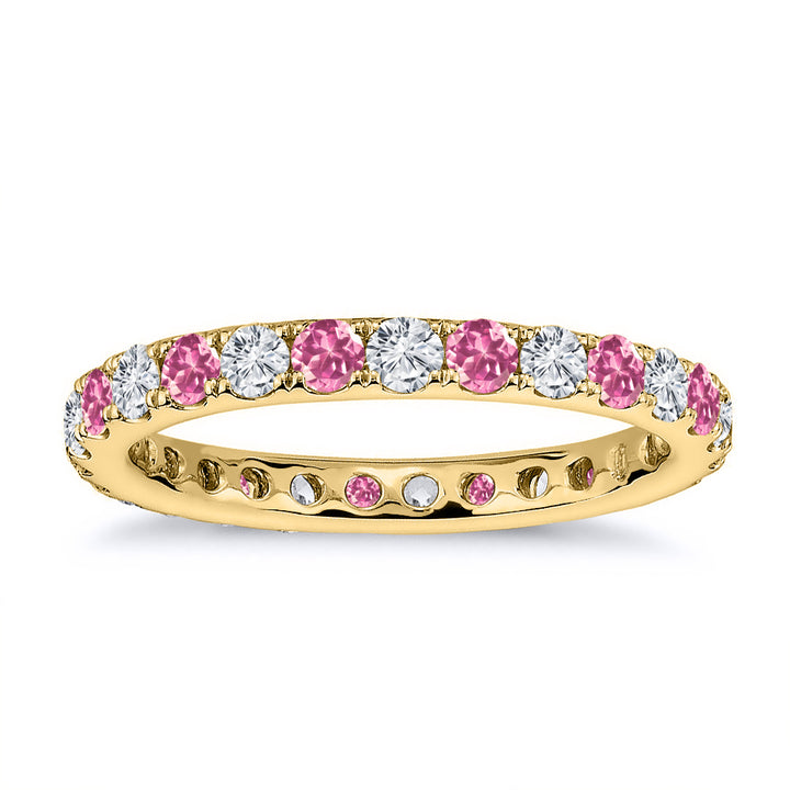 2.20 Carat Diamond & Natural Pink Topaz Wedding Eternity Band