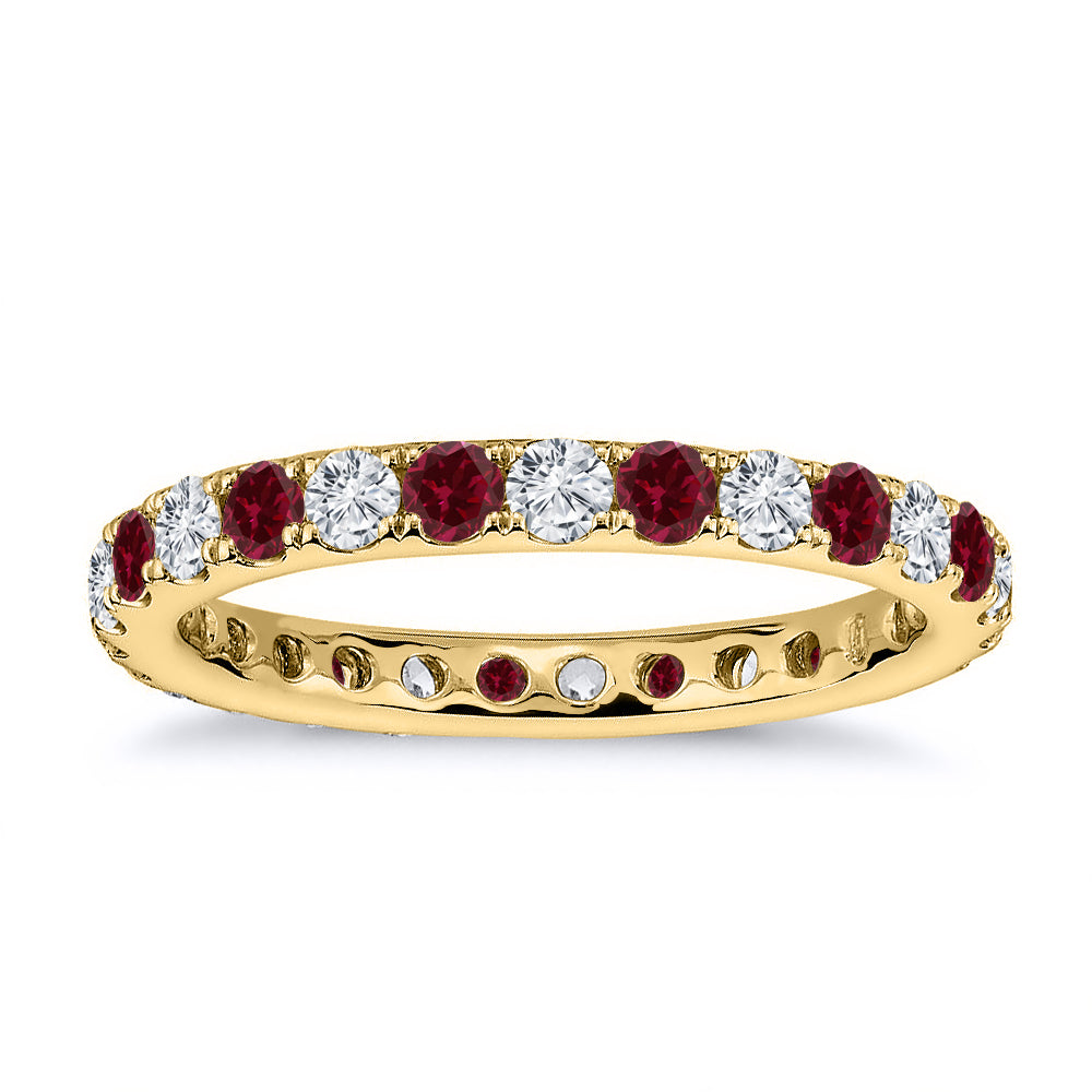 2.20 Carat Diamond & Natural Ruby Wedding Eternity Band