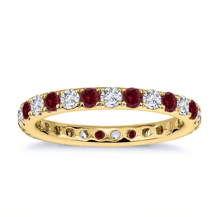 2.20 Carat Diamond & Natural Ruby Wedding Eternity Band