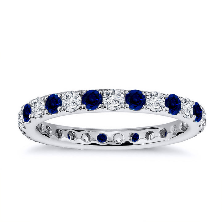 2.20 Ct. Tw. Diamond & Natural Blue Sapphire Wedding Eternity Band