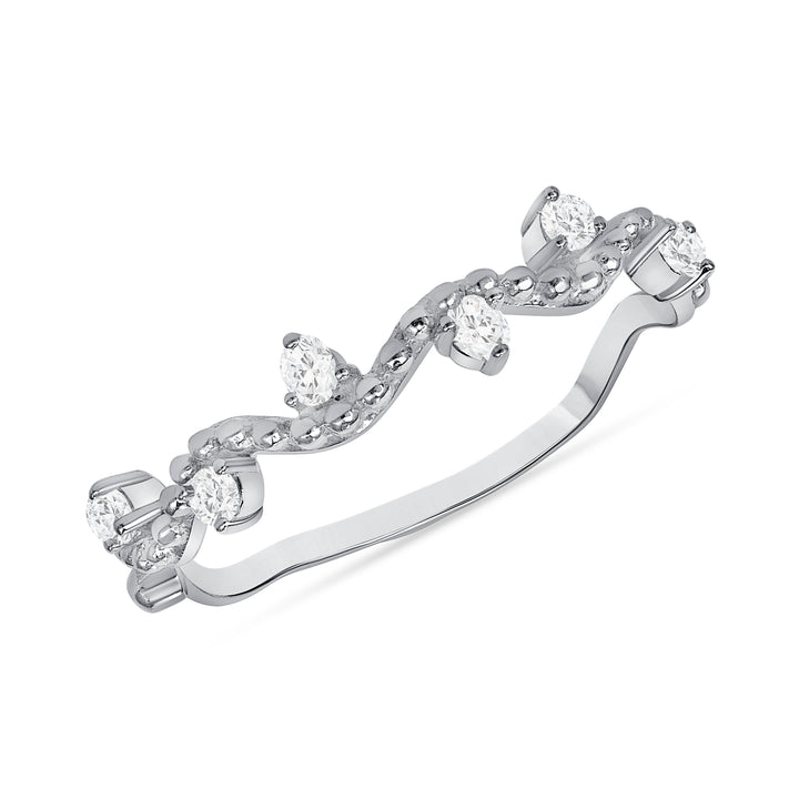 Leaf on Vine 0.16 Carat Round Cut Diamond Ring