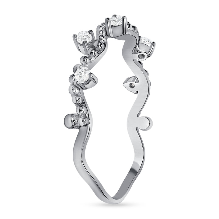 Leaf on Vine 0.16 Carat Round Cut Diamond Ring