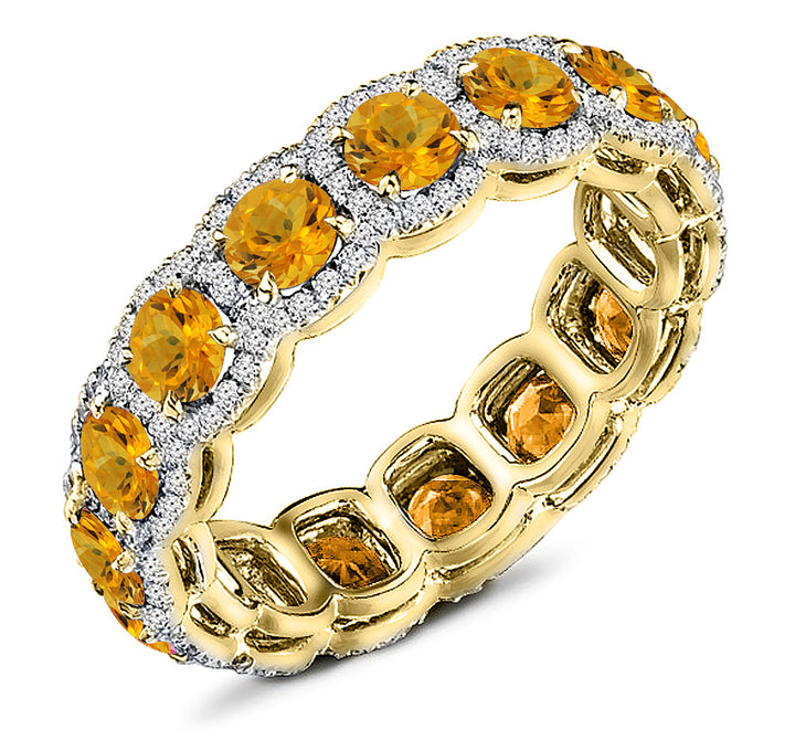 3.00 Carat Natural Citrine & 1.50 Carat Diamond Eternity Band