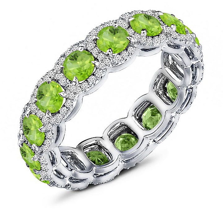 3.00 Carat Natural Peridot & 1.50 Carat Diamond Eternity Band