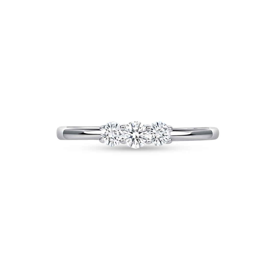 Ladies Petite Three Stone 0.34 Carat Brilliant Round Cut Natural Diamond Band