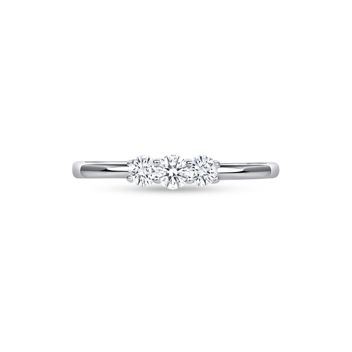 Ladies Petite Three Stone 0.34 Carat Brilliant Round Cut Natural Diamond Band