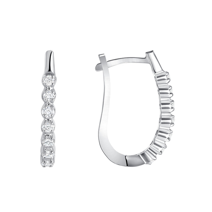 0.68 Carat Round Cut Floating Diamond Hoop Earrings Prong Setting