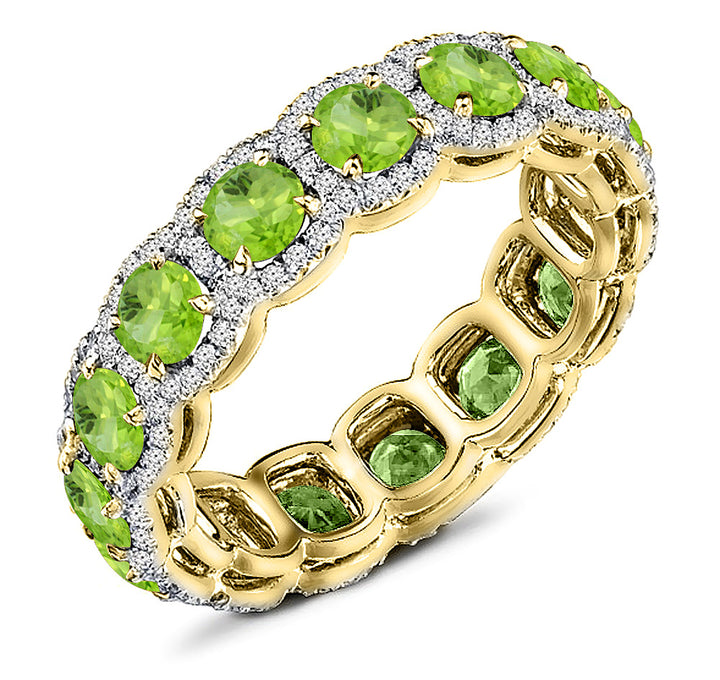 3.00 Carat Natural Peridot & 1.50 Carat Diamond Eternity Band