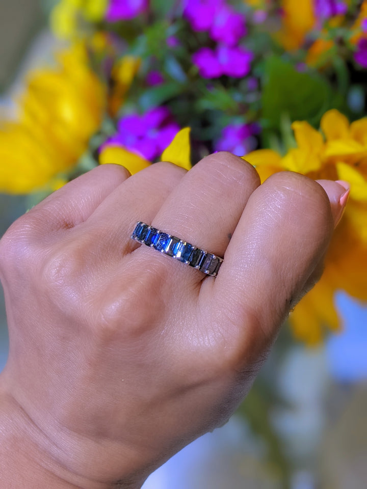 6.00 Ct. Tw. Emerald Cut Natural Blue Sapphire Eternity Band 5X3MM