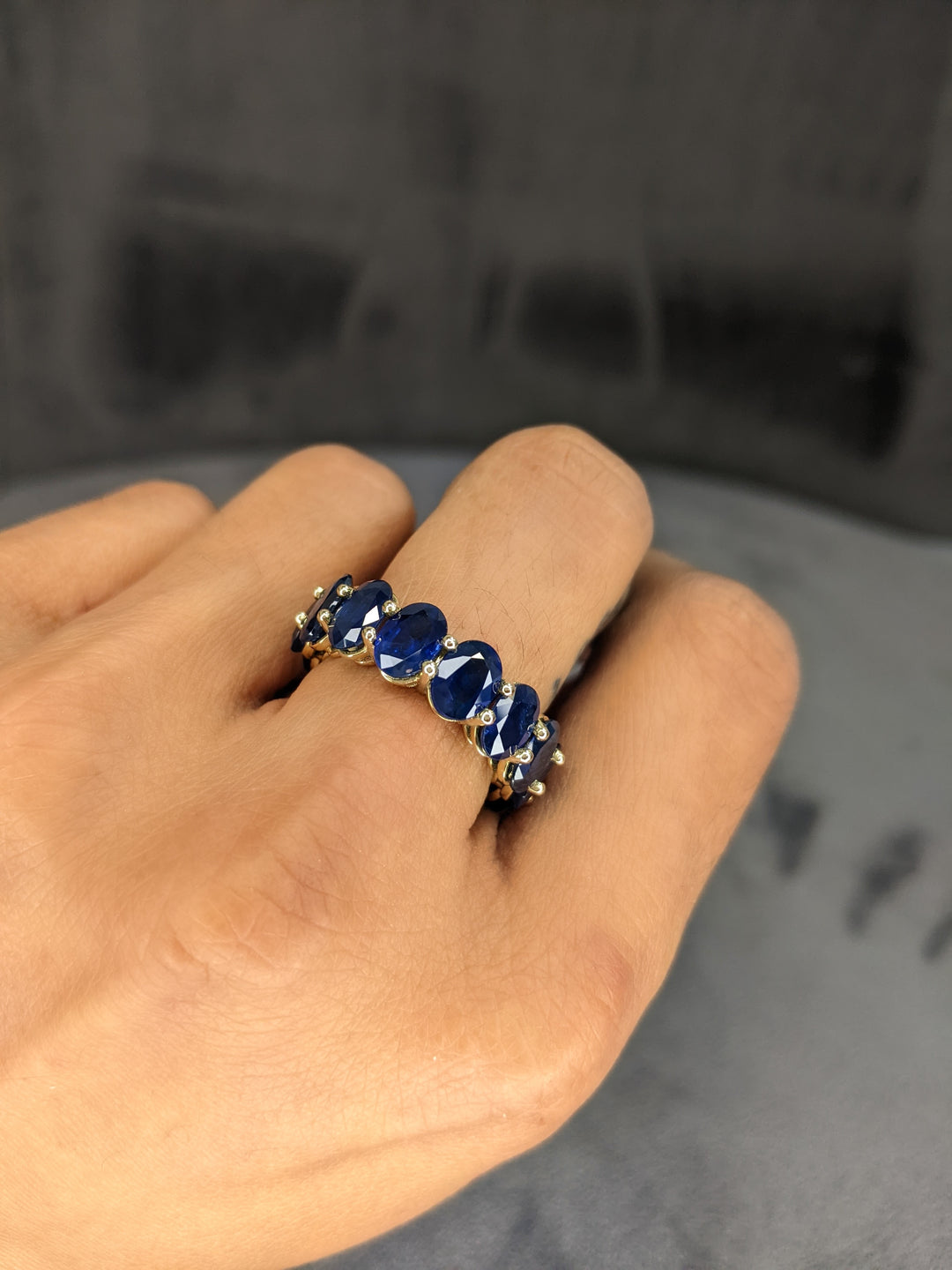 10.20 Ct. Tw. Oval Cut Natural Blue Sapphire Eternity Band