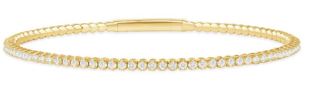 Yellow Gold Flexible Bracelet Bangle 1.50 Ct. Tw. Round Diamonds