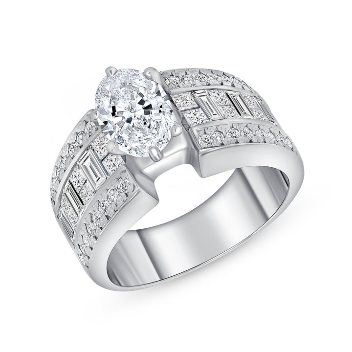 3.50 Carat Diamond Engagement Wedding Ring Set (1.00 Ct. Tw. Oval Center Diamond)