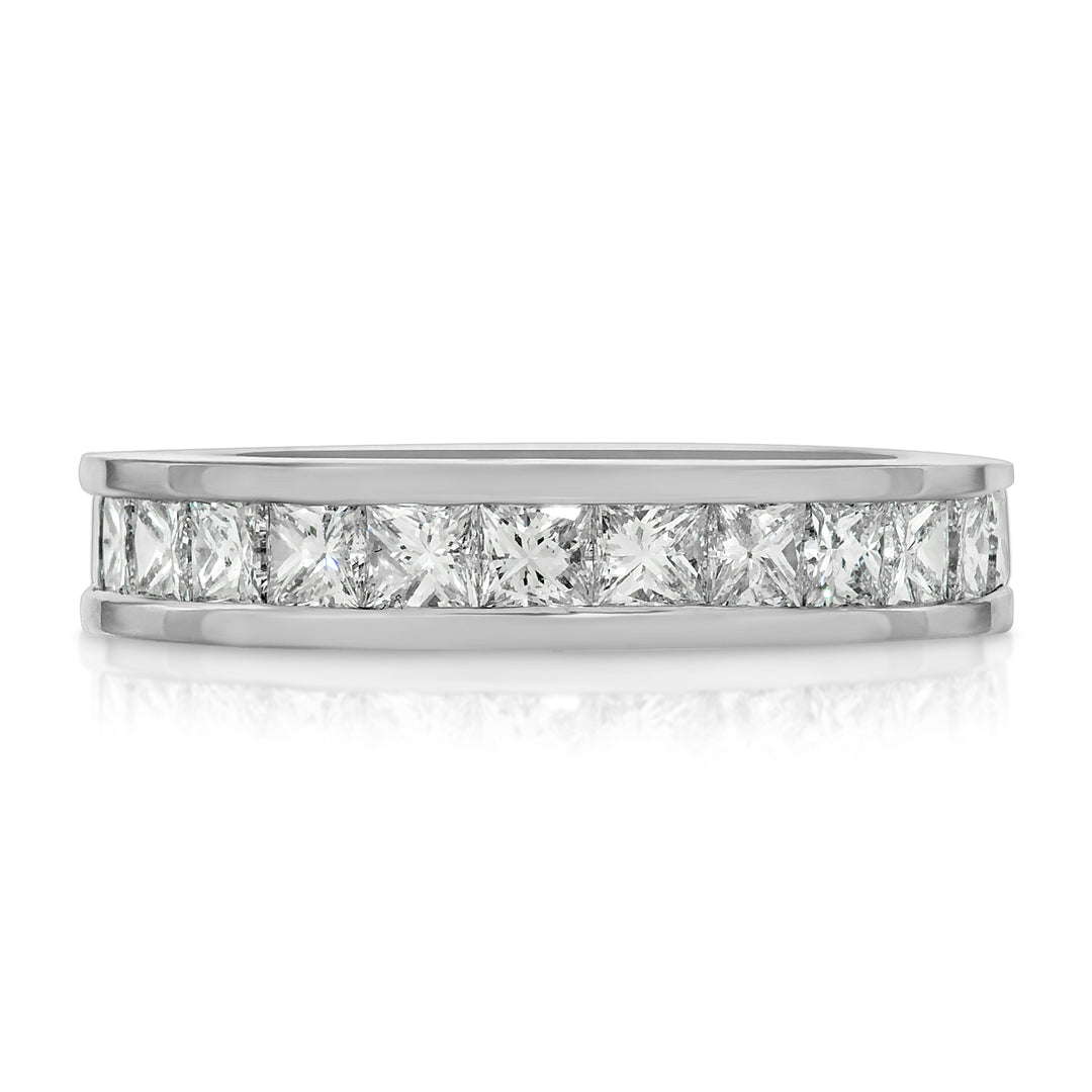 2.20 Carat Princess Cut Diamond Channel Set Eternity Band H,VS