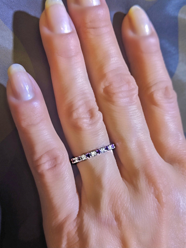 2.20 Carat Diamond & Natural Amethyst Eternity Band