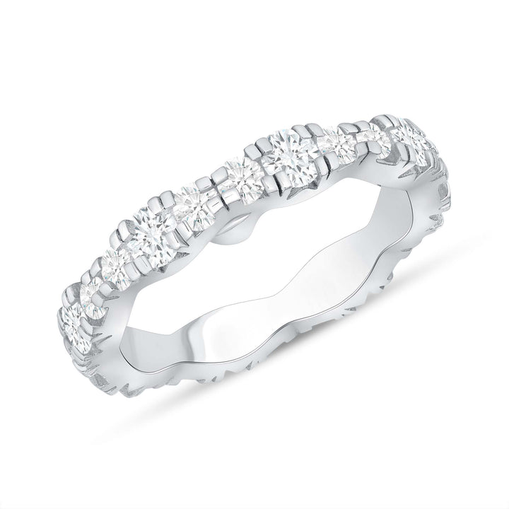 Platinum 0.40 Carat Round Cut Diamond Eternity Band Prong Setting