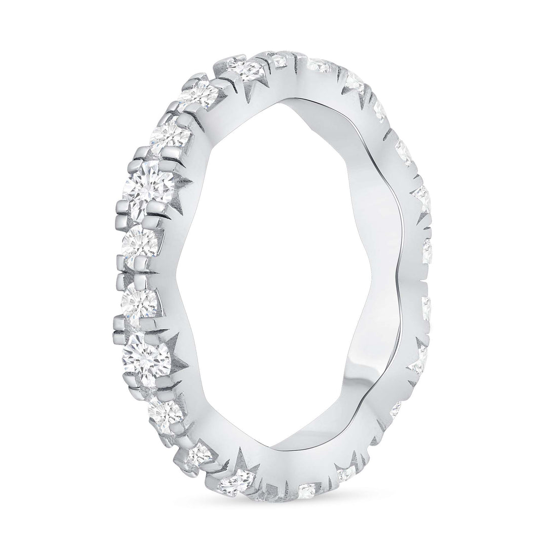 Platinum 0.40 Carat Round Cut Diamond Eternity Band Prong Setting