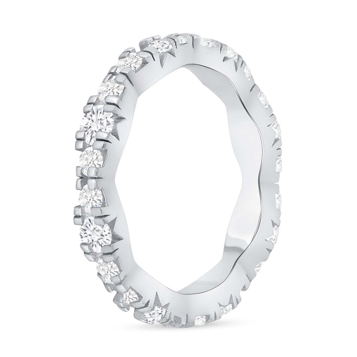 Platinum 0.40 Carat Round Cut Diamond Eternity Band Prong Setting