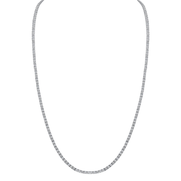 14K White Gold 18" 12.18 Ct. Tw. Brilliant Round Cut Diamond Tennis Necklace