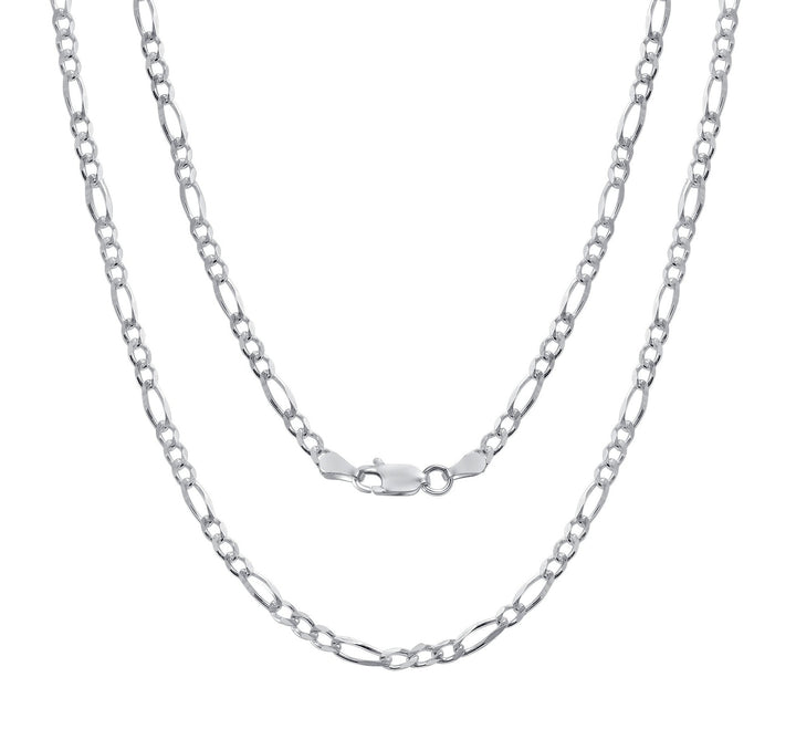 Italian Sterling Silver 3mm Figaro Link Diamond-Cut Chain Necklace, 16"- 30"